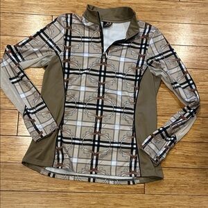 Arista Equestrian Kaisen Women's Beige and Brown Plaid Jacket L Horseback Riding
